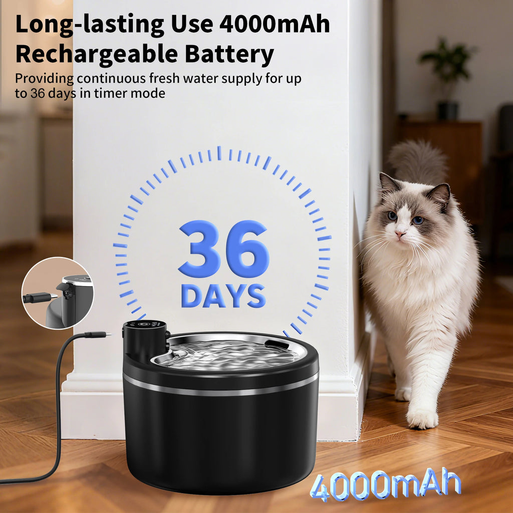 3L Cat Water Fountain Smart Sensor Wireless stainless Pet Water Dispenser Automatic Filter Large Capacity Ultra Quiet Water Bowl