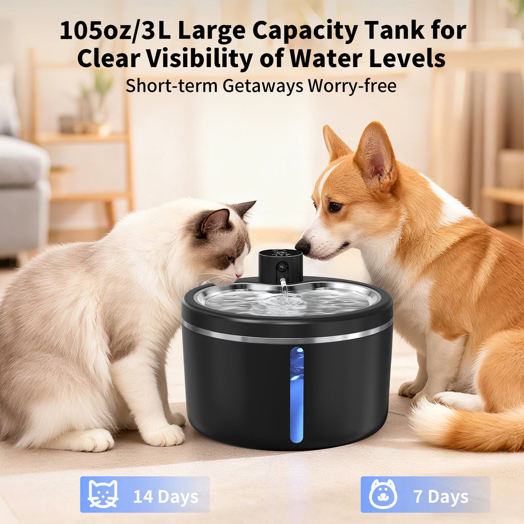 3L Cat Water Fountain Smart Sensor Wireless stainless Pet Water Dispenser Automatic Filter Large Capacity Ultra Quiet Water Bowl