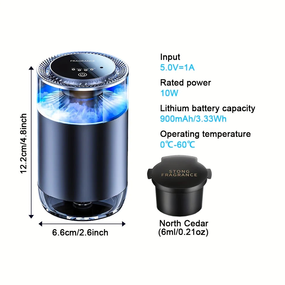 Smart Car Fragrance Diffuser Rechargeable Air Diffuser Auto Air Freshener Cloud Mist With RGB Light Car Interior Deodorizer